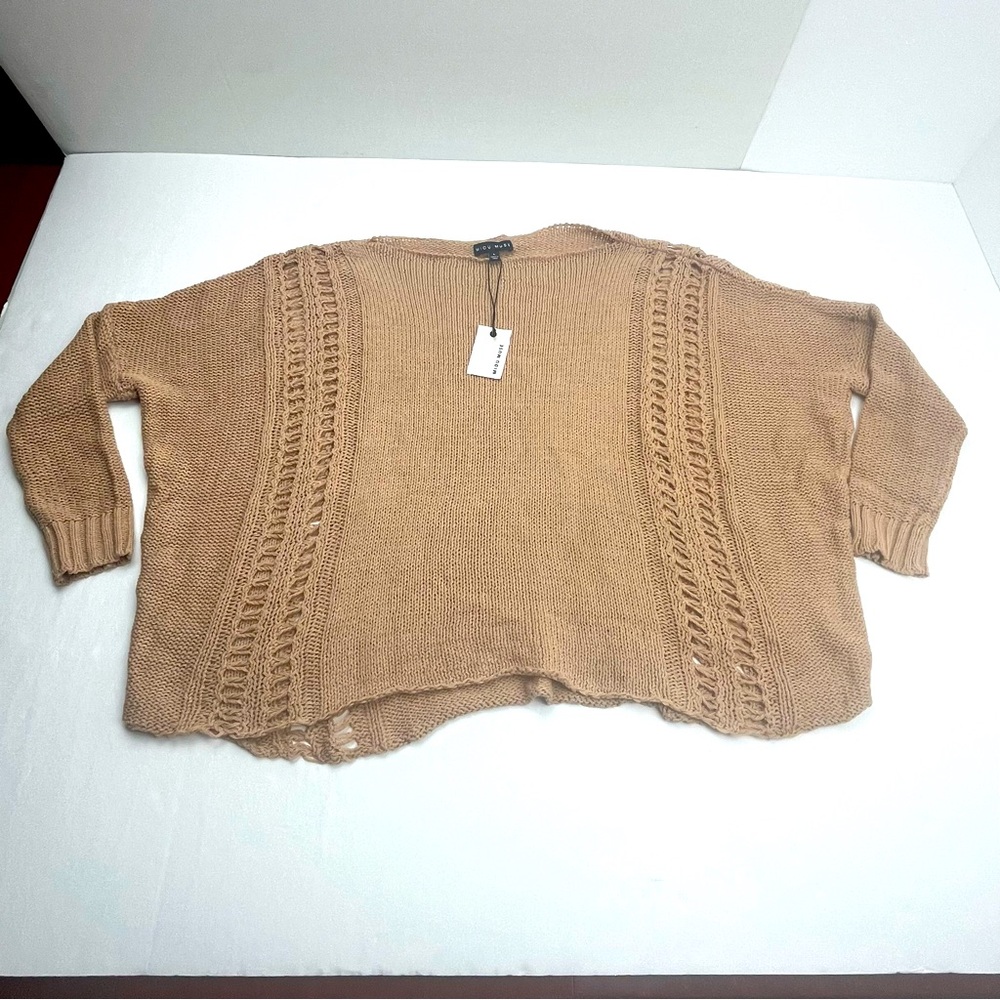 Miou Muse Tan Sweater Cotton Blend Womens Size Large Oversized Loose Fall‎ NEW